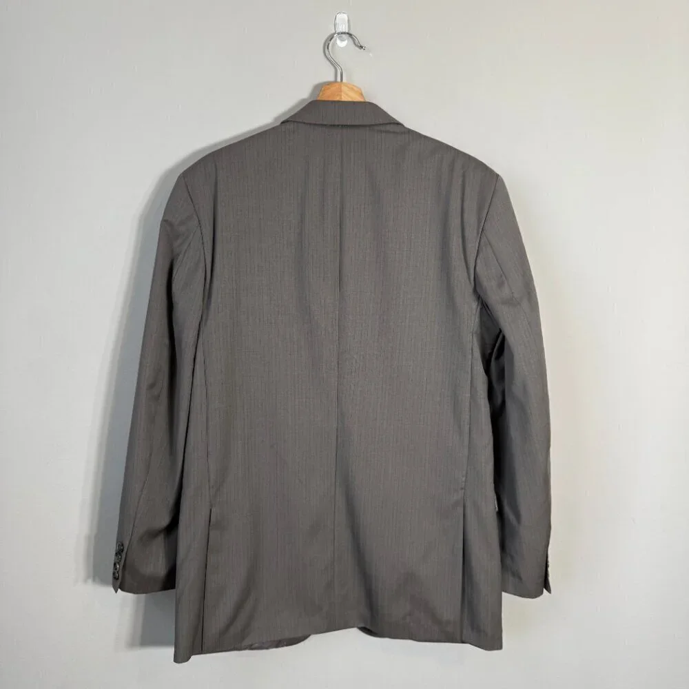 Kenneth Cole New York Striped Wool Sport Coat Dinner Jacket Blazer Men's 40R Tan